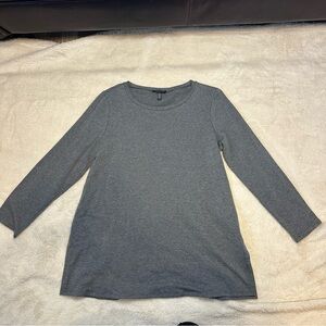 Eileen Fisher Gray Long Sleeve Tunic Top Women’s Medium Minimalist Stretch